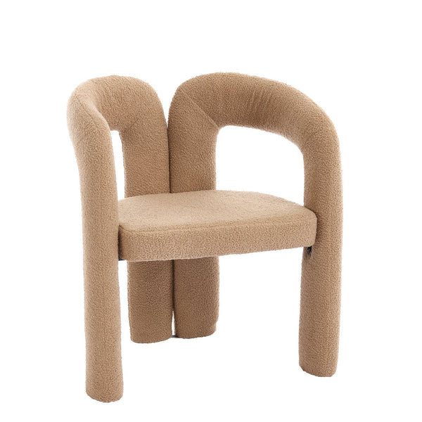 English Elm Contemporary Velvet Upholstered Barrel Accent Chair Set of 2 with Foam Seat, Steel Frame, Plush Upholstery Camel Teddy W395P224766