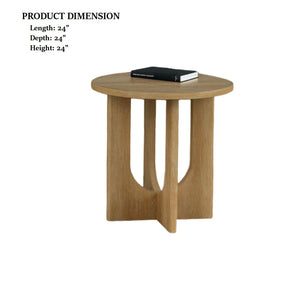 English Elm Contemporary 3-Piece Table Set: Round Coffee & End Tables With Cross-Arch Base In Natural Finish B2741P395117