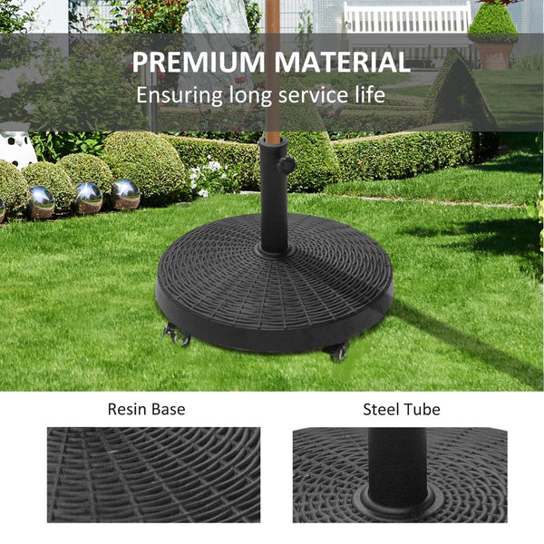 English Elm Outsunny Heavy Duty 50 Lbs. Umbrella Base With Wheels, 20.5" Portable Stand For 1.5"-2" Umbrella Poles W2225P174231-GIGA