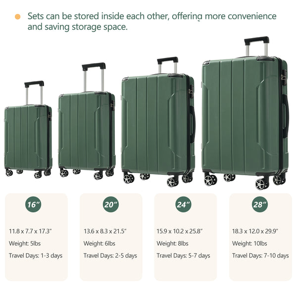 English Elm Hardshell Six Piece Luggage Set Expandable Abs Suitcases with Spinner Wheels Tsa Lock Green N730P296628F