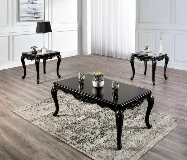 English Elm Traditional Rectangle Coffee Table - Elegant Carved Design, Curved Legs, Solid Wood, Espresso Finish B2741P361113-GIGA