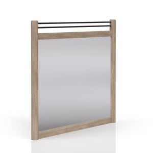 English Elm Queen Sand Canopy Bedroom Set with USB Nightstand, Cedar/Felt Drawers, Metal Accents & Mirror B2699S00058