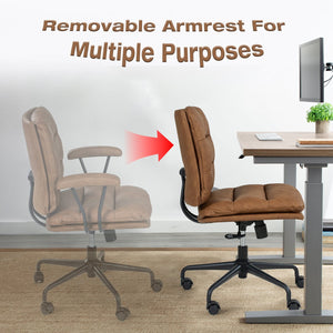 English Elm Brown Ergonomic Office Chair with Reclining Backrest Lumbar Support and Adjustable Arms W5382P440943