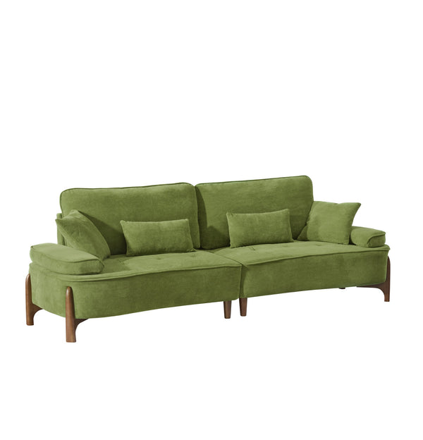 English Elm 103 Luxurious Cloud Velvet Sofa with High-Elastic Sponge Cushion, Deep-Seated Comfort for Living Spaces Green W2290S00009