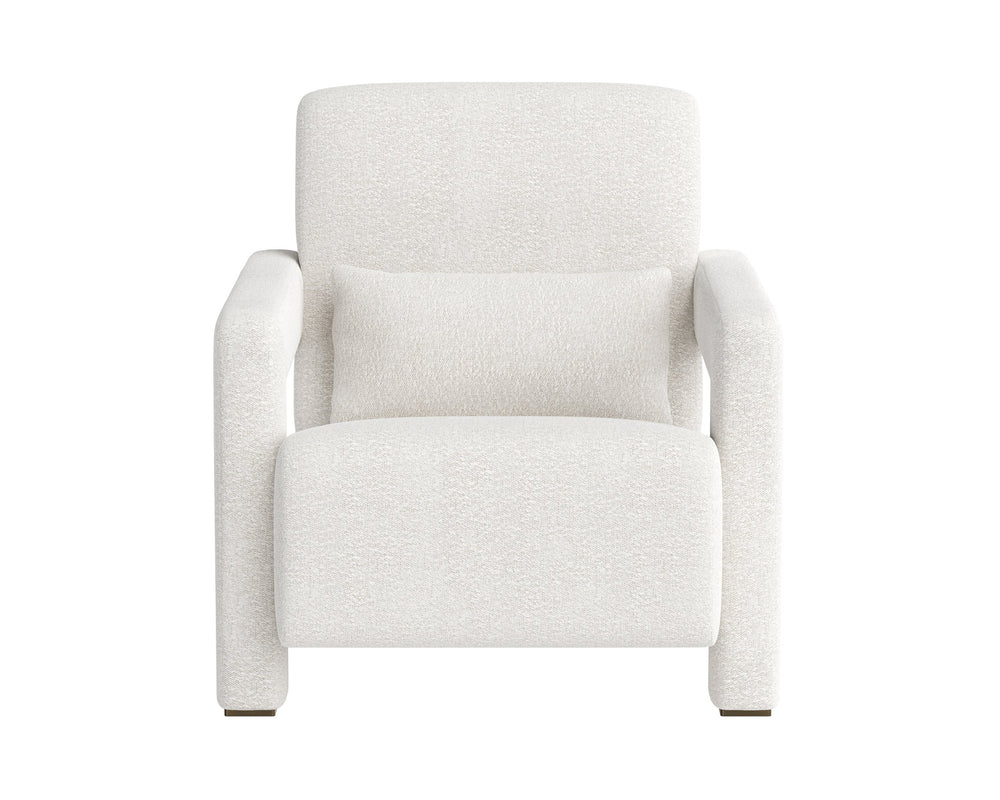 Sunpan Forester Lounge Chair - Copenhagen White Boucle With Sculpted Arms & Antique Gold Base Elegance Cream Fabric 110939