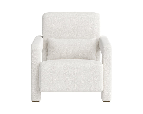 Sunpan Forester Lounge Chair - Copenhagen White Boucle With Sculpted Arms & Antique Gold Base Elegance Cream Fabric 110939