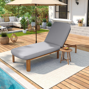 English Elm Outdoor Acacia Wood Chaise Lounge Reclining Patio Chair with Cushion for Poolside Grey N719P445623A