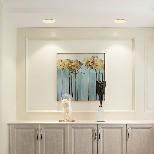 English Elm 6 Inch LED Recessed Ceiling Lights 12-Pack Ultra-Thin 9W 2700-5000K Dimmable Junction Box ETL W2312P375000