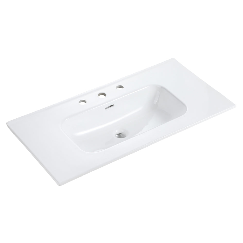 English Elm BB0936Y331, Integrated Gloss White Ceramic Basin 40.7x23x11.2 in – Seamless Durable Sink, Easy Care W1865P230032