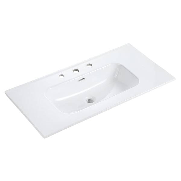 English Elm BB0936Y331, Integrated Gloss White Ceramic Basin 40.7x23x11.2 in – Seamless Durable Sink, Easy Care W1865P230032