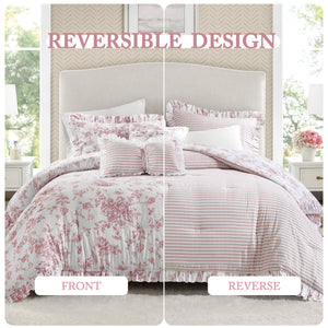 English Elm 5 Piece Full/Queen Comforter Set with Decorative Pillows - Soft Microfiber, Hypoallergenic, Cozy Layering Pink 16.54 L x 12.6 W x 7.09 H B035P381289