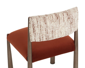 Sunpan BAYARD Dining Chair - Two-Tone Terri Nutmeg & Meg Rust Upholstery with Dark Bronze Metal Legs 112687