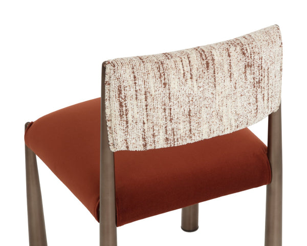 Sunpan BAYARD Dining Chair - Two-Tone Terri Nutmeg & Meg Rust Upholstery with Dark Bronze Metal Legs 112687