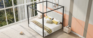 English Elm King Velvet Upholstered Four Poster Canopy Bed White Modern Bedroom Frame N7090002405B