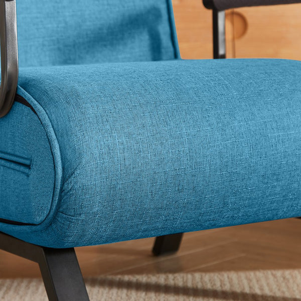 English Elm Convertible Chair Bed Sleeper 5-in-1 Folding Futon Sofa for Adults, Linen Upholstery, 5-Position Recline, Removable Arms, 450lb Capacity, Machine-Wash Cover — Blue W1359P211935