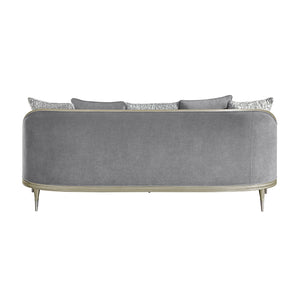 English Elm Fernando Chenille Sofa with Champagne Legs Pocket Coil Cushions and Five Throw Pillows B2726P433395