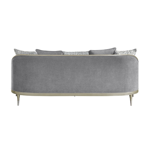 English Elm Fernando Chenille Sofa with Champagne Legs Pocket Coil Cushions and Five Throw Pillows B2726P433395