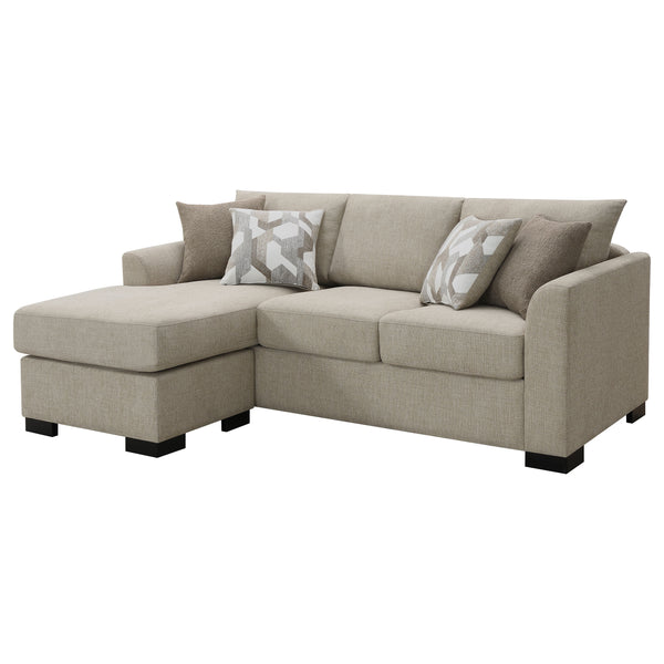 English Elm Pacheco Upholstered Sleeper Sectional with Chaise and Pullout Bed, Patterned Pillows & Sturdy Frame Camel B062P375539