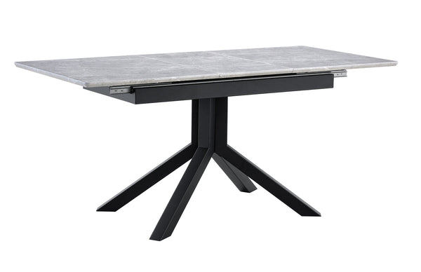 English Elm Modern Extendable Rectangular Dining Table with Scratch‑Resistant MDF Top and Matte Geometric Legs, Space‑Saving Centerpiece for Home or Office W3493S00008