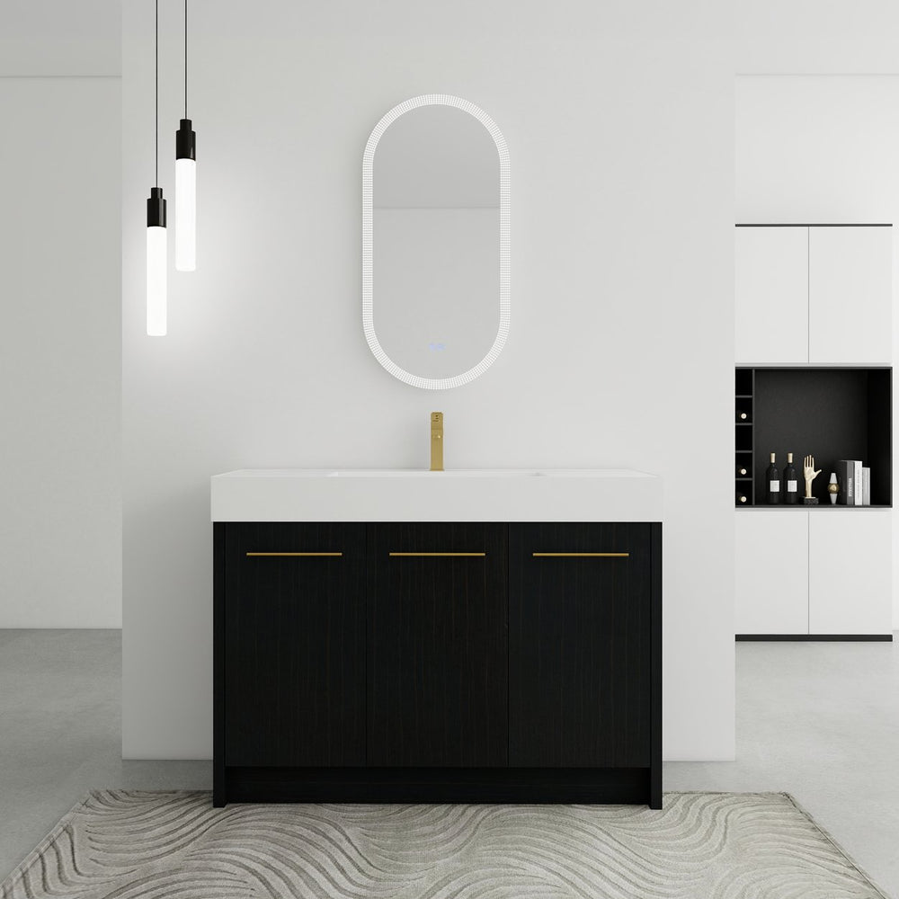 English Elm 48 Inch Freestanding Bathroom Vanity With Modern Resin Sink, Soft-Close Doors & Ample Storage Space W999S00180