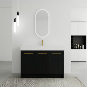 English Elm 48 Inch Freestanding Bathroom Vanity With Modern Resin Sink, Soft-Close Doors & Ample Storage Space W999S00180