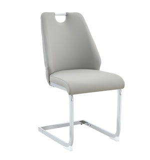 English Elm Dining Chairs Set Of 4 - Light Gray Faux Leather With Gold Accents, Modern High Back Design & Comfort W3493P356398