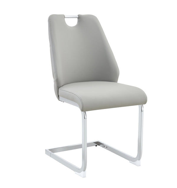 English Elm Dining Chairs Set Of 4 - Light Gray Faux Leather With Gold Accents, Modern High Back Design & Comfort W3493P356398