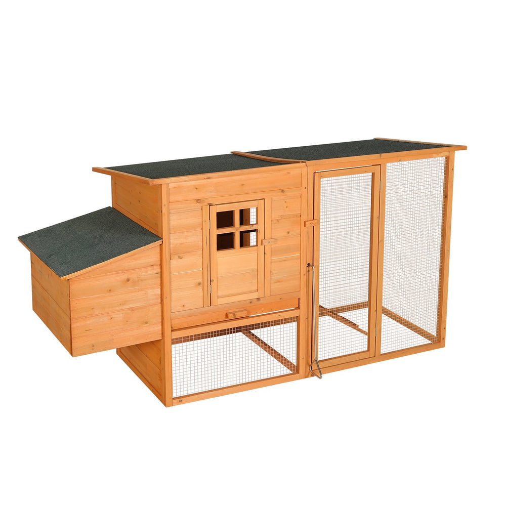 English Elm Extra-large Fir Wood Backyard Chicken Coop with Waterproof Roof and Predator Proof Run W3921S00002