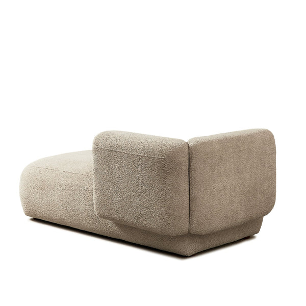 English Elm Upholstered Boucle Chaise Lounge with Wood Legs for Bedroom or Living Room W5515P437356