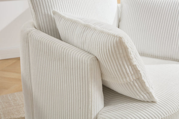 English Elm swivel Barrel Accent Chair with Solid Wood Frame & Metal Base, 350 lb Capacity, Sleek Curved Backrest Elegance White W2120P293677