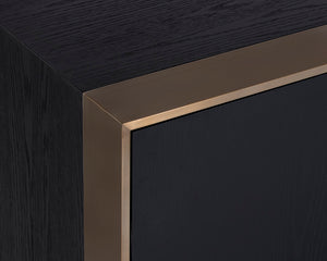 Sunpan Dalton Modern Sideboard - Stunning German Oak Veneer Design with Ample Storage for Any Space Antique Brass / Black