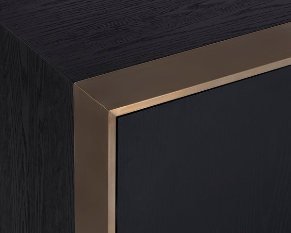 Sunpan Dalton Modern Sideboard - Stunning German Oak Veneer Design with Ample Storage for Any Space Antique Brass / Black
