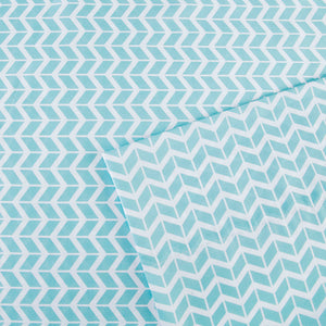 JLA Home Intelligent Design - Printed Microfiber Sheet Set with Vivid Chevron Print, OEKO-TEX, Antimicrobial, Wrinkle-Resistant Finish Aqua ID20-300