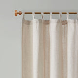 Madison Park Beals Casual Faux Linen Tab Top Fleece Lined Curtain Panel MP40-7494 Natural