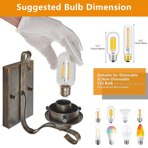 English Elm (Only Supports Hardwired) Rustic Farmhouse Wall Sconces Set Of 2, Vintage Industrial Lights For Any Space W2312P374861