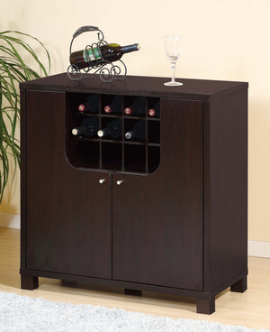 English Elm Wine Cabinet with Curved Cutout Doors Bottle Rack Glass Storage Bar Organizer B107P222502