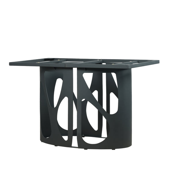English Elm 70.86" Modern Sintered Stone Dining Table With Curved Black Top & Sturdy Iron Legs For 6-8 People W1535S00429