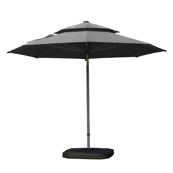 English Elm Round Cantilever Umbrella with Center Pole - 9-Rib Reinforced Aluminum Frame, 360° Pedal Rotate, Hydraulic Opening and 5-Position Tilt Adjustment for Superior Sun Protection Gray W1859P337919