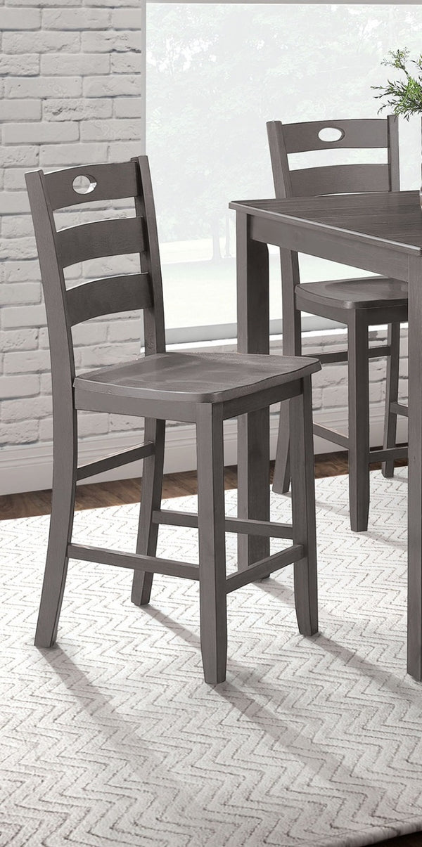 English Elm Gray 5pc Counter Height Dining Set - Square 36" Table & 4 Slat-Back Chairs, Transitional Style Durable Finish B2741P381493