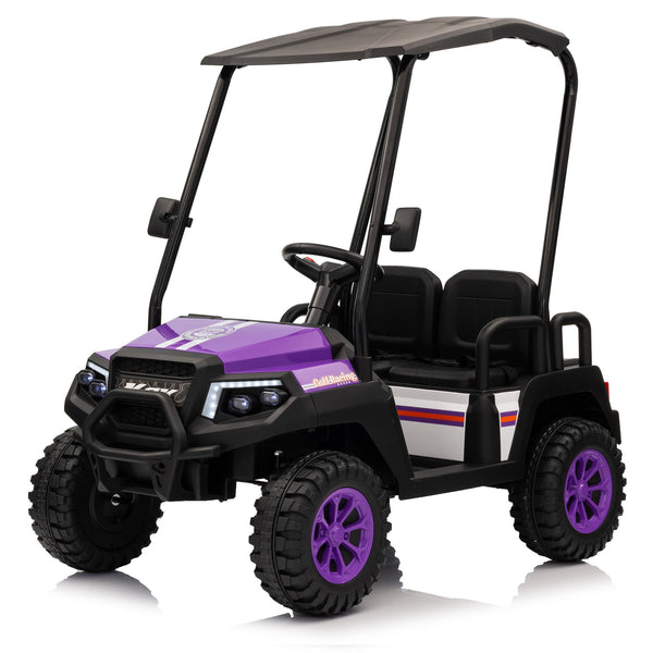 English Elm 24v Kids Electric Ride on Truck Four Seat All Wheel Drive Spring Suspension Sunshade Purple W1578P381255