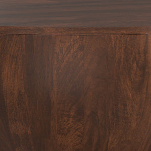 English Elm Elmbrook Round Mango Wood Coffee Table Low Profile Drum Design for Modern Living Rooms Walnut Brown B136P429098
