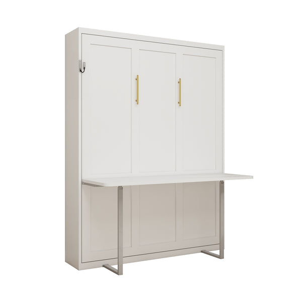 English Elm Multifunctional Queen Murphy Wall Bed with Hydraulic Soft Close and Solid Wood Slat Support W5290S00004