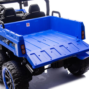 English Elm 24v Two Seat Kids Electric Dump Truck Six Wheel 4wd Utv with Parental Remote Blue W1578P268993