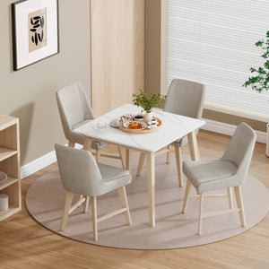 English Elm Studio Armless Linen Texture Dining Chairs with White Wash Wood Legs Set of 2 B127P495087