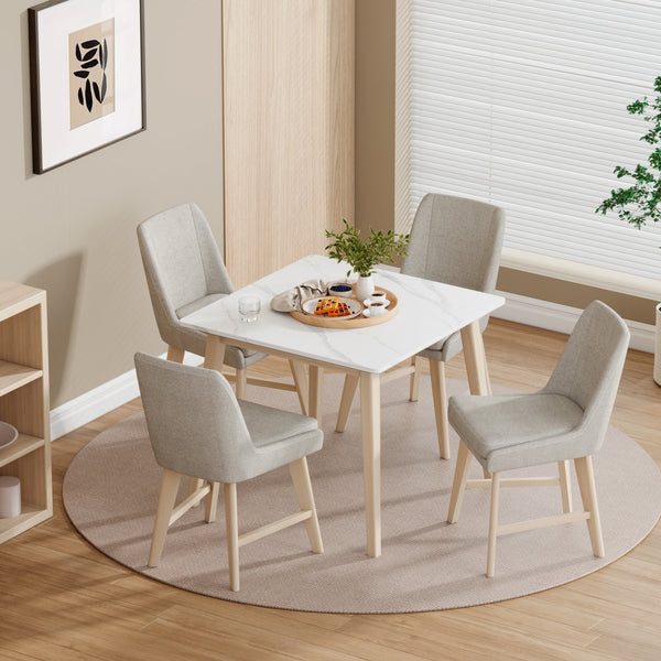 English Elm Studio Armless Linen Texture Dining Chairs with White Wash Wood Legs Set of 2 B127P495087