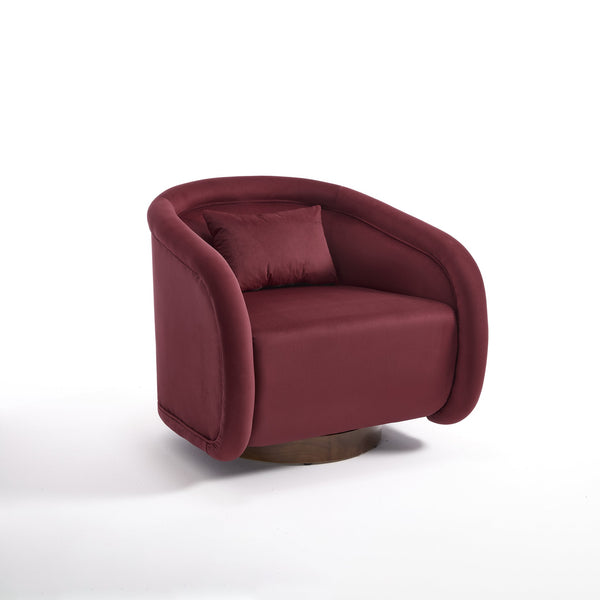 English Elm Swivel Barrel Chair Plush Teddy Fabric Pumpkin Silhouette for Living Room or Bedroom W3244P288860