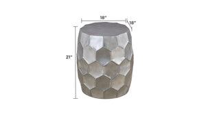 English Elm ET101 Hand-Hammered Hexagonal End Table 21" Height Rounded Accent Table for Modern Rustic Decor Silver B009P295930