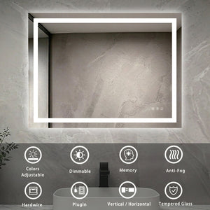 English Elm 40" Dimmable Led Vanity Mirror with Front Back Lighting Anti-fog and Three Color Modes W1920P493137