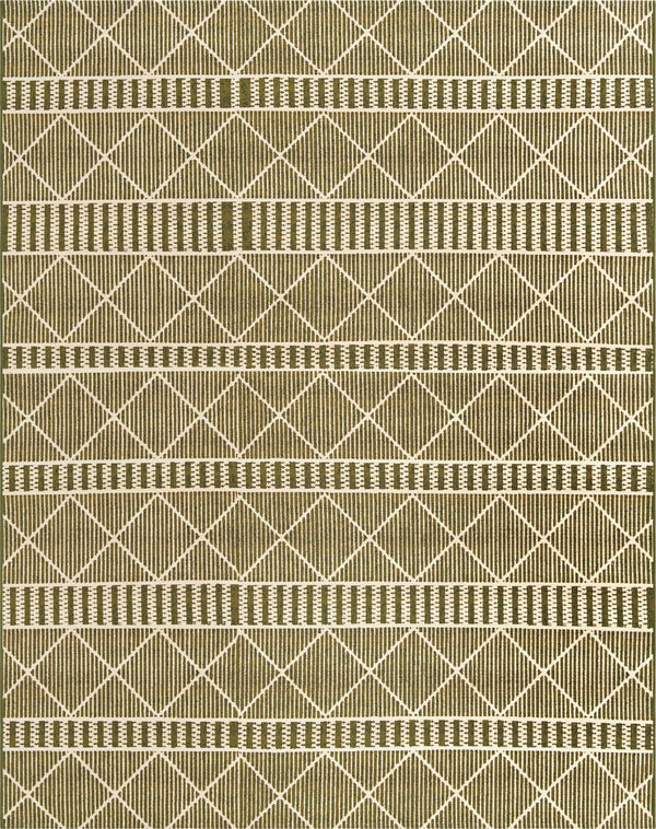 Unique Loom Outdoor Trellis Dalyan Machine Made Striped Rug Green, Ivory 7' 10" x 10' 0"