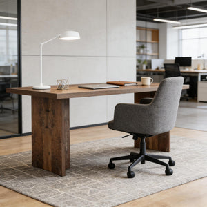 English Elm Sturdy Two-tier Computer Desk with File Cabinet and Monitor Riser for Home Office T3971P452789